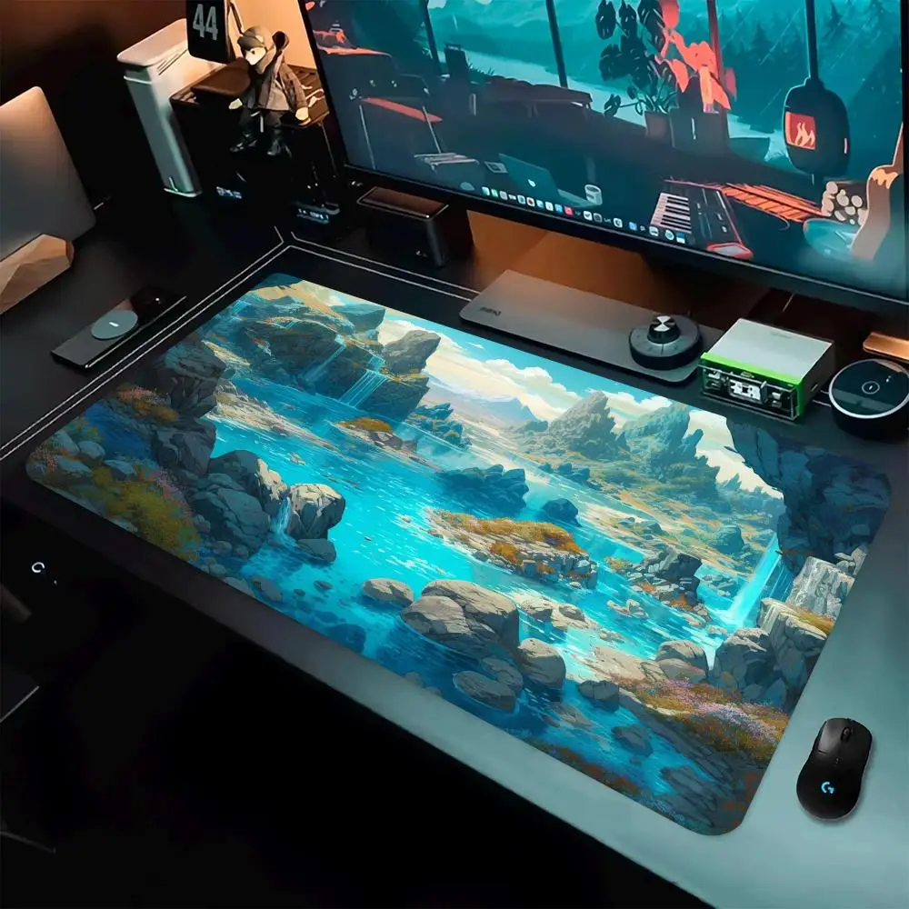 

Нескользящий моющийся коврик для мыши с резиновым дном The Realm of the Fantasy Blue Lake, подходящий для работы, игр и офиса.