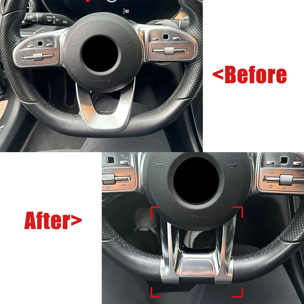 For Mercedes Benz AMG Sport 2019+ A W177 B W247 C W205 E W213 G W463 GLS W257 Car Steering Flat Wheel Lower Trim Cover Kit
