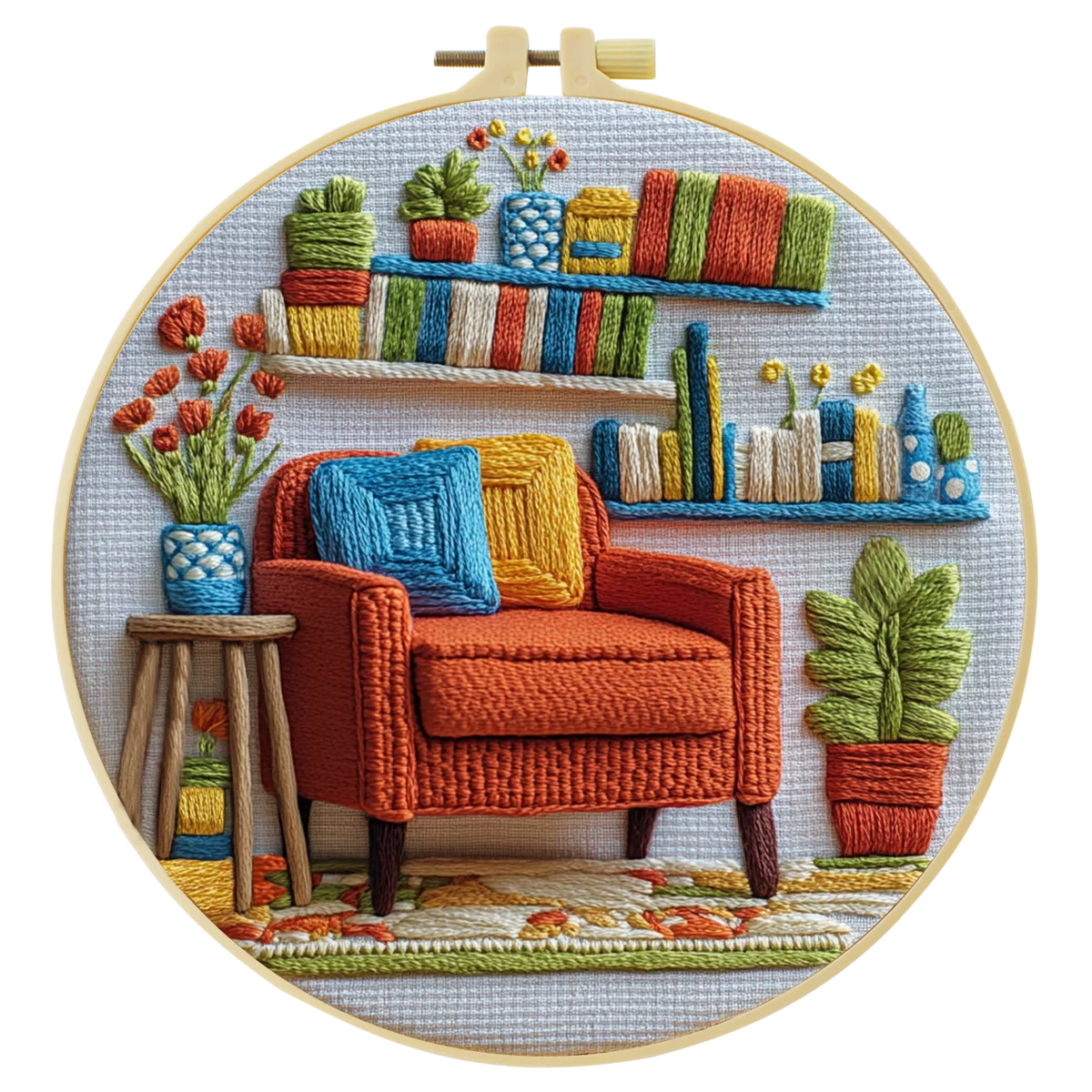 1 Stück 20X20CM/15X15CM 7,87/6,3 Zoll Sofa-Stickerei-Starter-Kit DIY-Kit DIY-Stickerei-Set Handarbeiten Malerei Heimdekoration – Detail 2