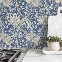 Blue Floral William Morris Wallpaper,Peel and Stick Wallpaper For Home Decor Wall Art,Tradition Or Self-adhesive Wall Paper Roll