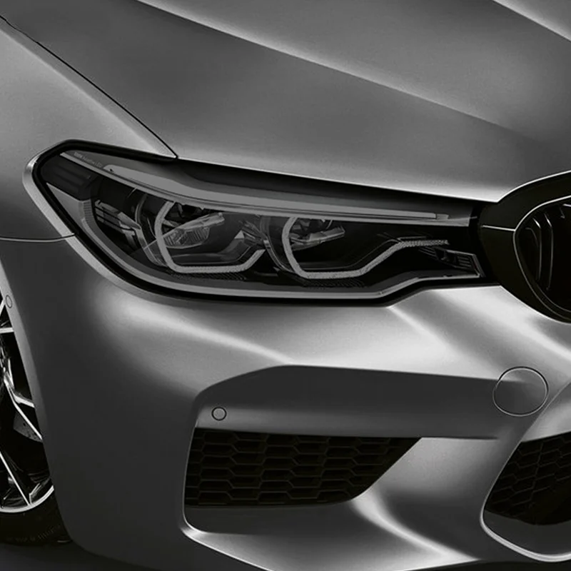 For BMW M5 F10 F90 2011-2020 Accessories 2 Pcs Car Headlight Protective Film Headlamp Restoration Transparent Black TPU Sticker