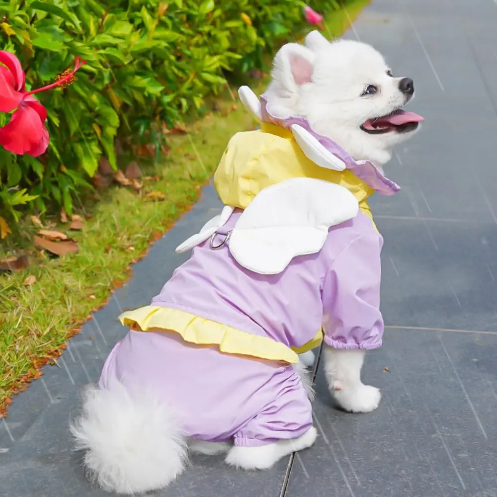 Портативный водонепроницаемый плащ для собаки и ангела, пылезащитный дышащий костюм для собаки с четырьмя ногами и капюшоном, легкий комбинезон для домашних животных, кошки