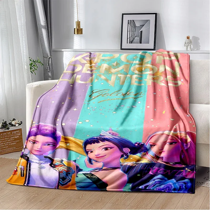 Dessin animé Kpop chasseurs de démons Rumi Mira Zoey HD couverture en flanelle douce pour lits chambre canapé, couverture pour couverture cadeau de pique-nique