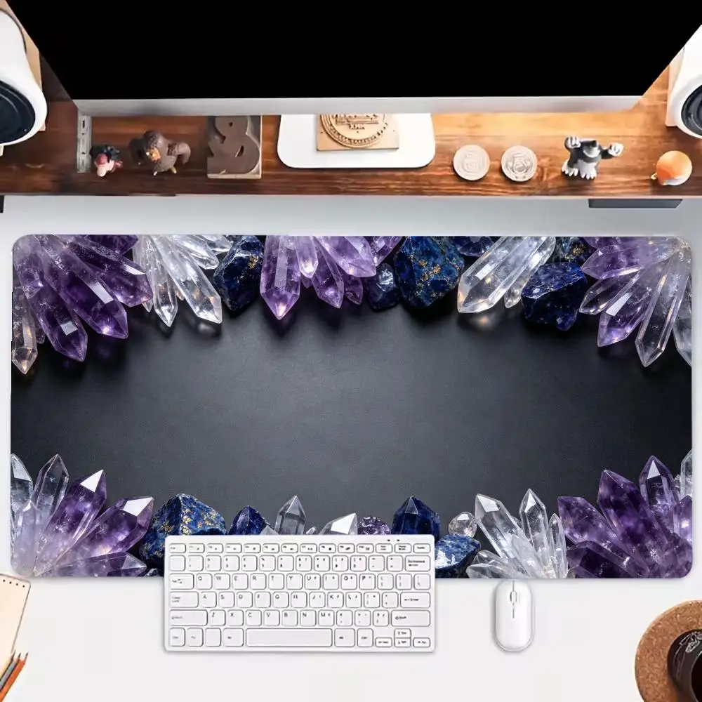 Dark grey blue metallic ore vein texture playmat cool industrial gaming desk mat