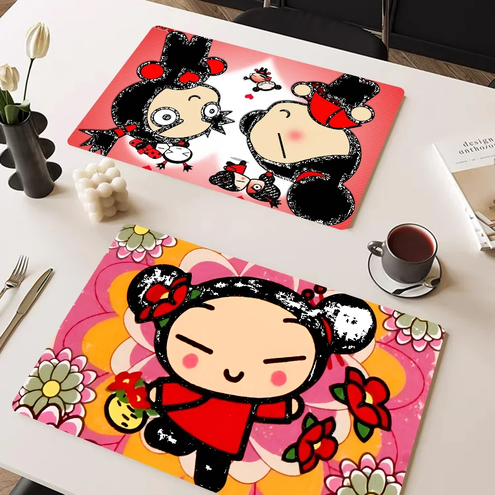 Cute Cartoon Pucca Garu Table Drain Pad Tabletop Absorbent Draining Mat Tableware Mats Placemats For Table Decor