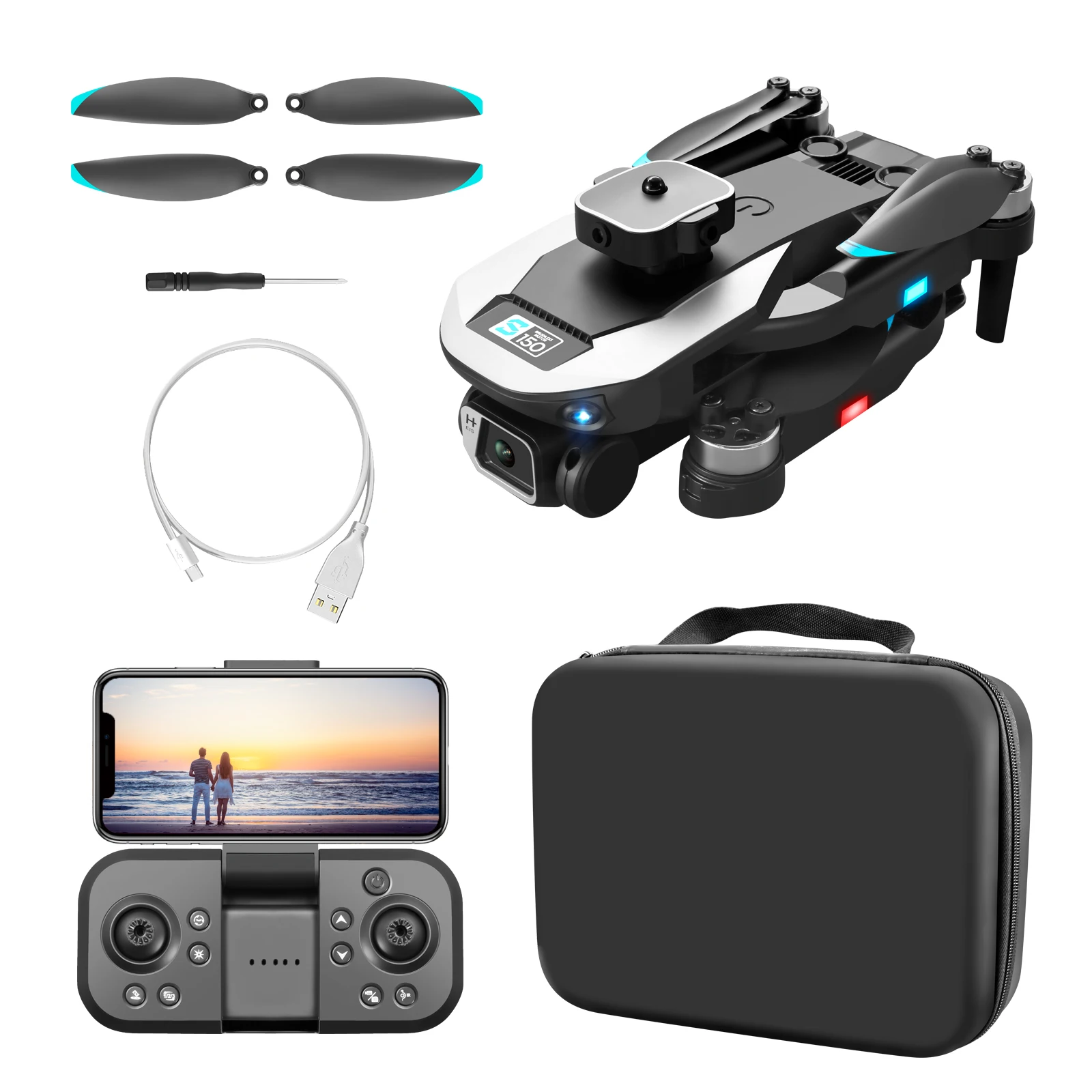 

Mini Drones with 4k Camera FPV Dron 8k Profesional Quadcopter RC Helicopter Obstacle Avoidance Aerial Photography UAV Toys S150