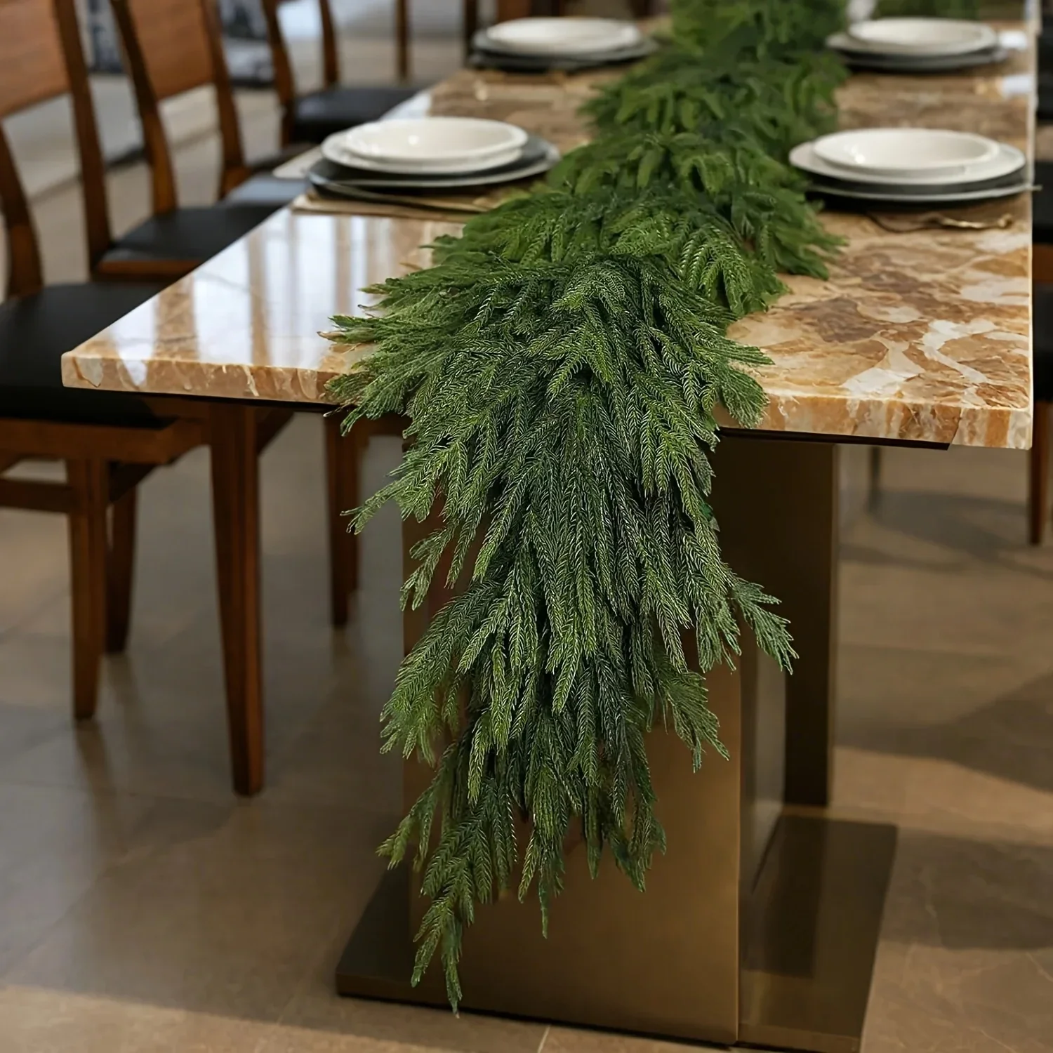 عيد الميلاد الاصطناعي نورفولك الصنوبر إكليل وهمية الأخضر جارلاند الباب الأمامي الشرف الموقد ديكور المنزل زينة عيد الميلاد