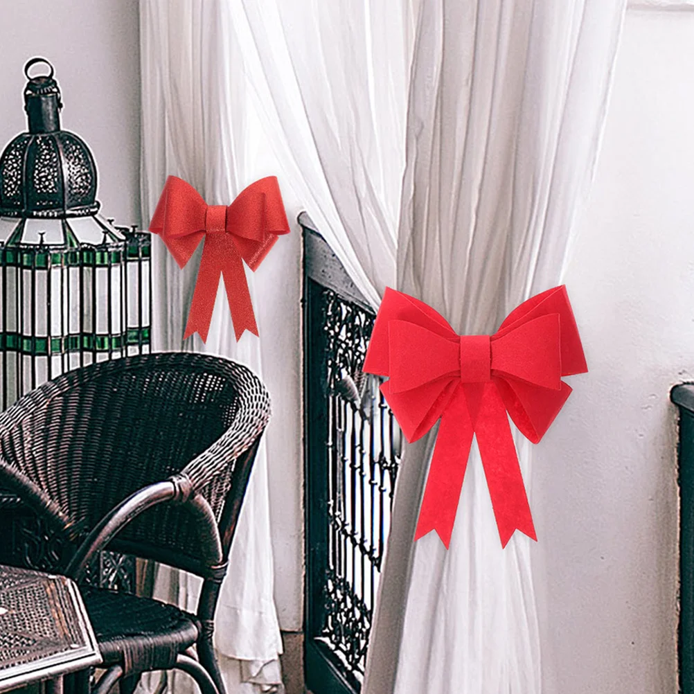 

4Pcs Curtain Tiebacks Bow Red Large Bowknot Wedding Room Decor Photo Props Curtain Holdbacks Large Red Bow Wedding Decor