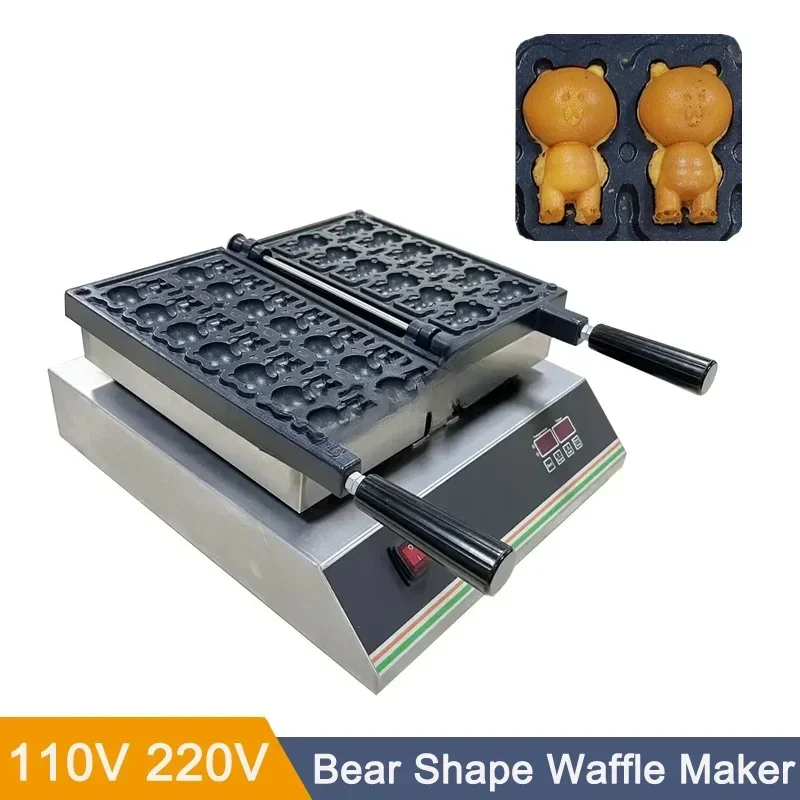 Populair commercieel gebruik 12-delig 3D Little Maker Cartoon Waffle Maker Bear Waflera Machine