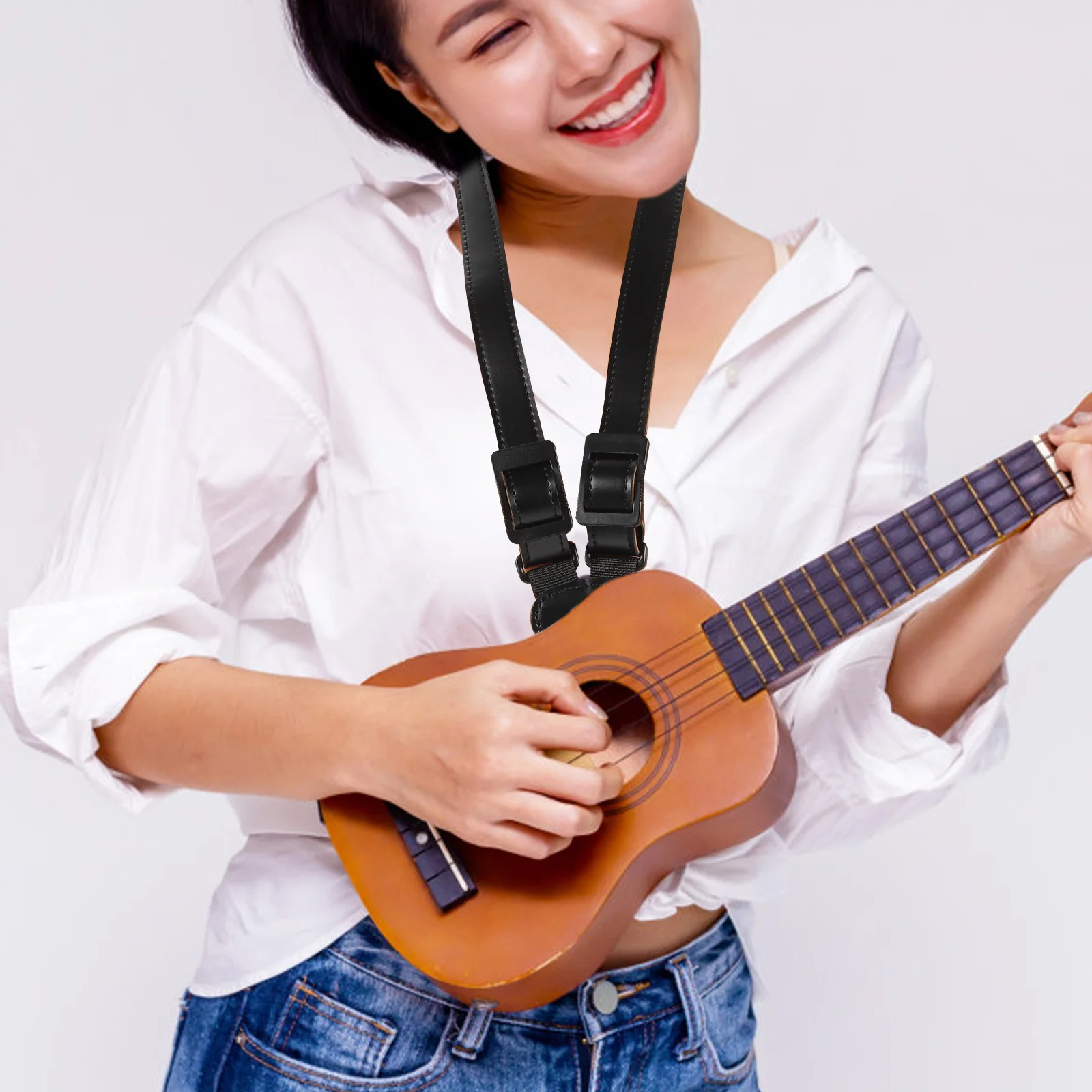 

Ukulele Neck Strap Durable Breathable Material Adjustable Easy Install Comfortable Touch Eco-Friendly Portable Dirt Resistant
