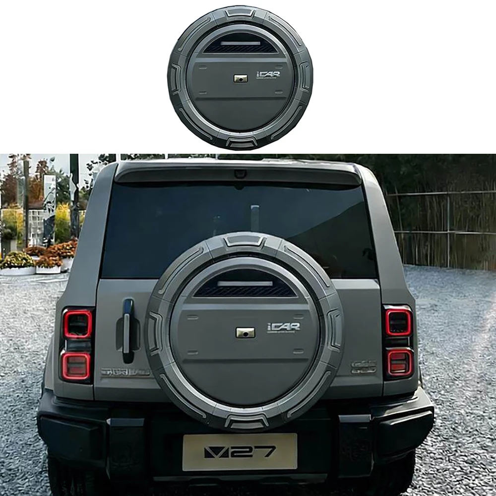 Mech Spare Tire Cover Modified Backpack Decorated Stainless Steel Tire Cover for Chery iCAR V27 2026 2027 Tire Spare Tire Shell