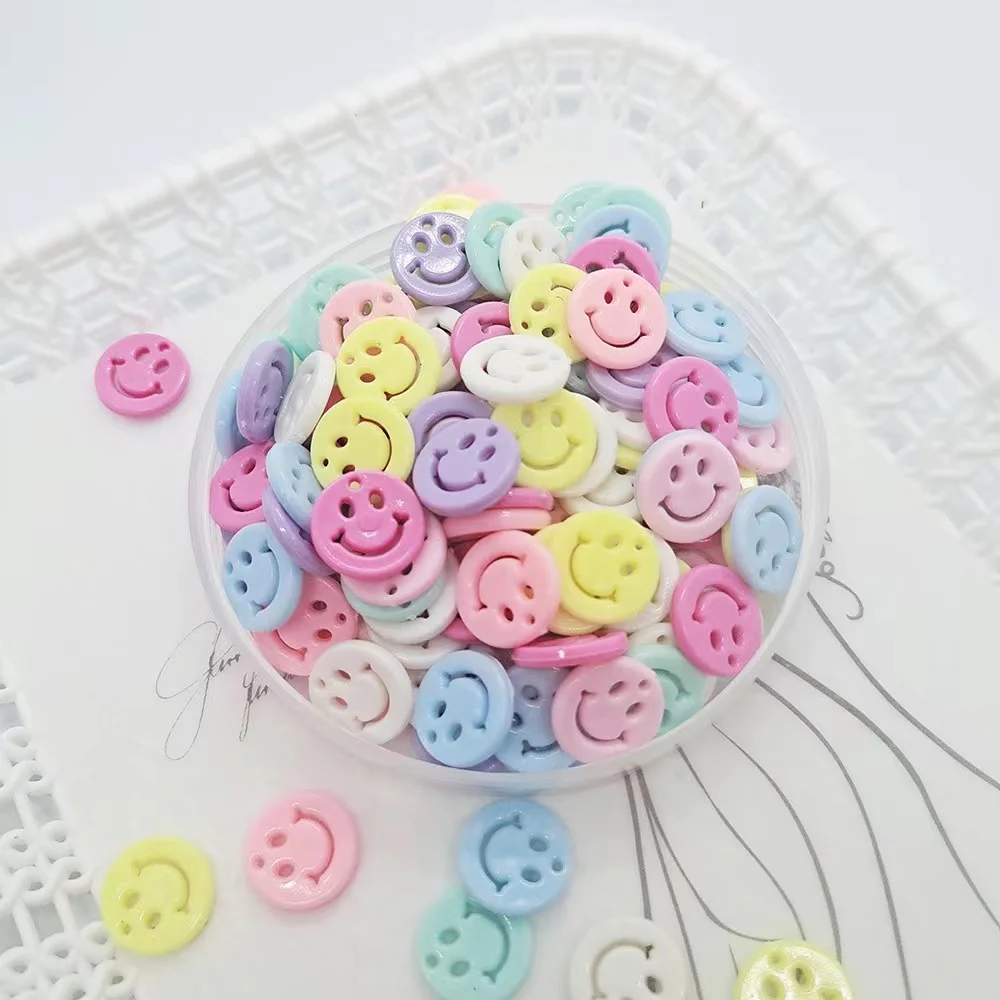 100pcs 14mm/20mm Mixcolor Smile Arcylic Charms Pendants for Handmade Bracelets Necklace Earring Key Chain DIY Jewelry