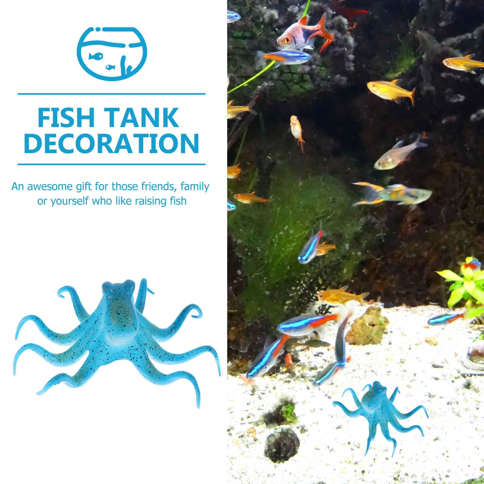 

Night Glowing Aquarium Octopus Cuttlefish Fish Tank Decoration Realistic Landscape Ornament Decorative Supply Landscape Ornament