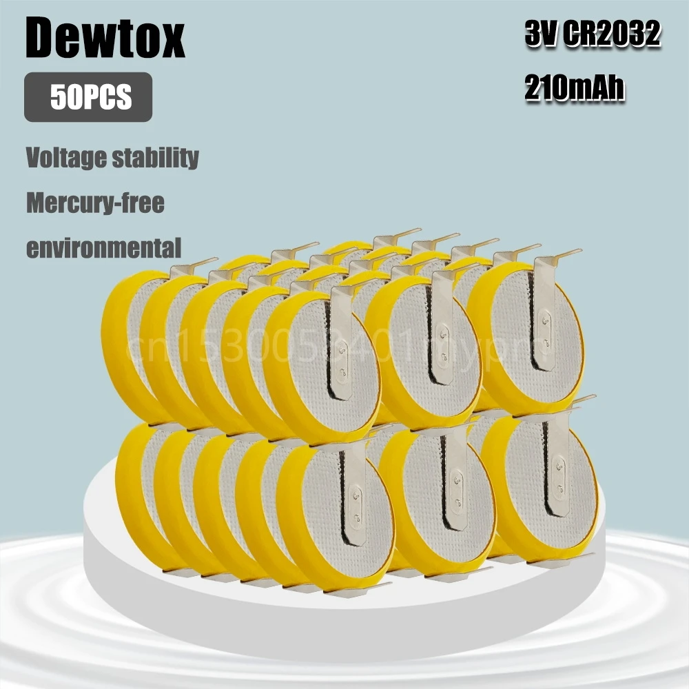 50 قطعة dewox CR2032 3 فولت بطارية ليثيوم في خط أفقي لحام دبوس بطارية ل مقياس الموقت الذاتي سيارة التحكم عن بعد