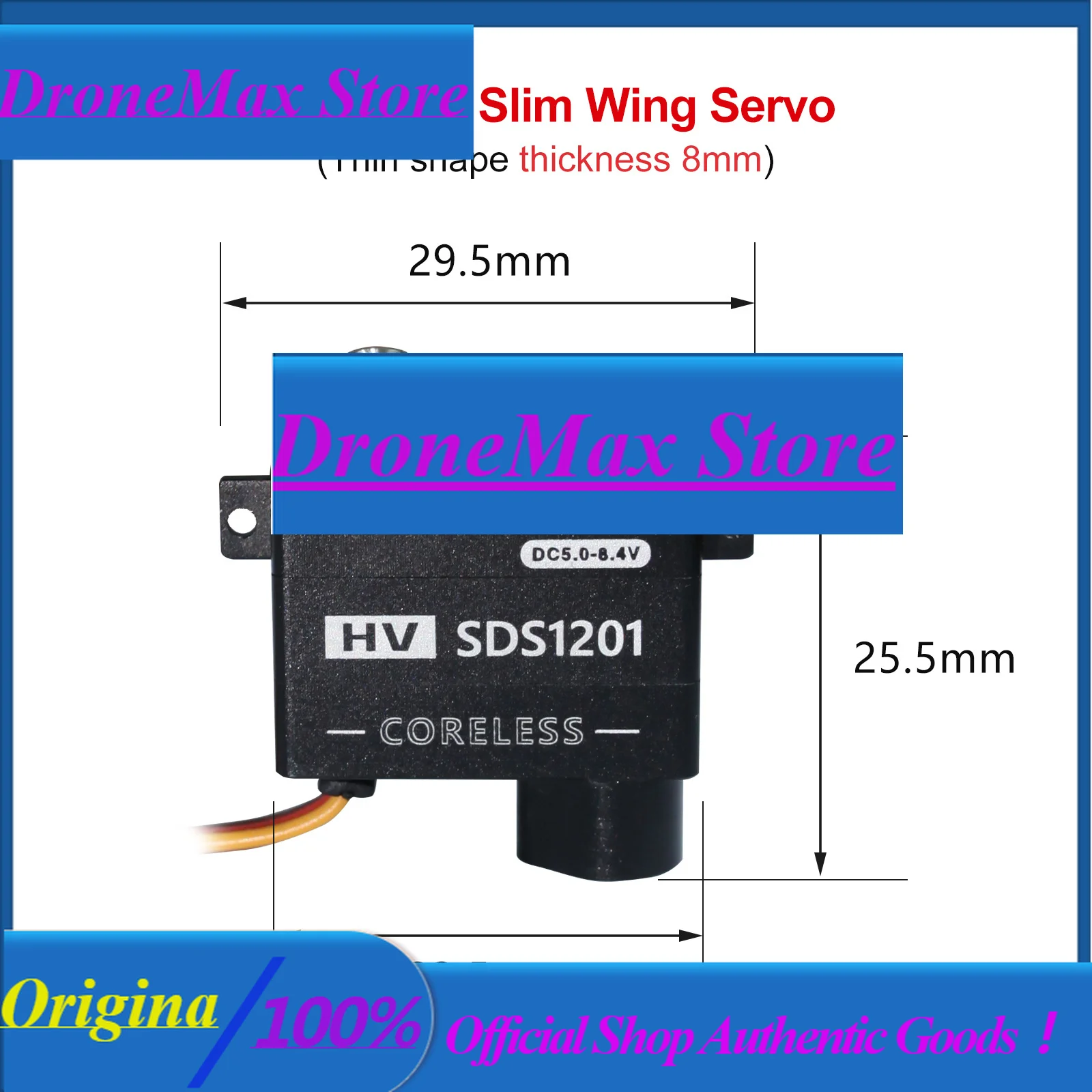DrMasSERVOMY - 8mm 12G Ultra-Light High-Precision Digital RC Wing Servo 5KG 0.06S/60°, 3.5-8.4V Coreless Full Metal 15T Horn C50