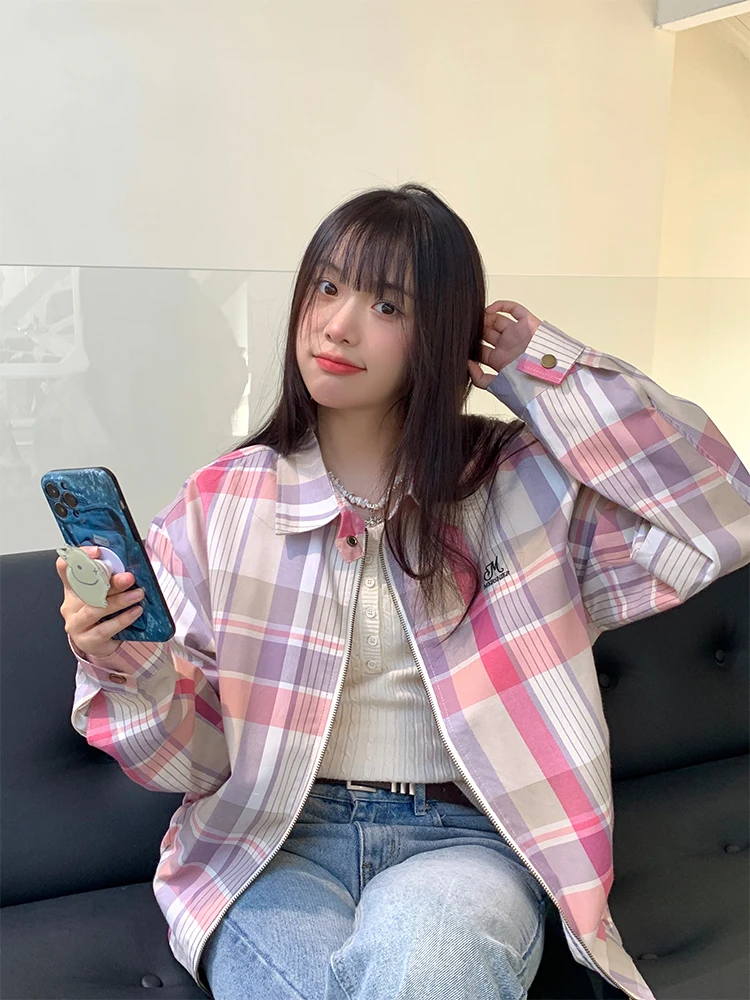 

Женская повседневная свободная куртка NIDEBLA в корейском стиле, с воротником, на молнии, из хлопка, с длинными рукавами, весенняя