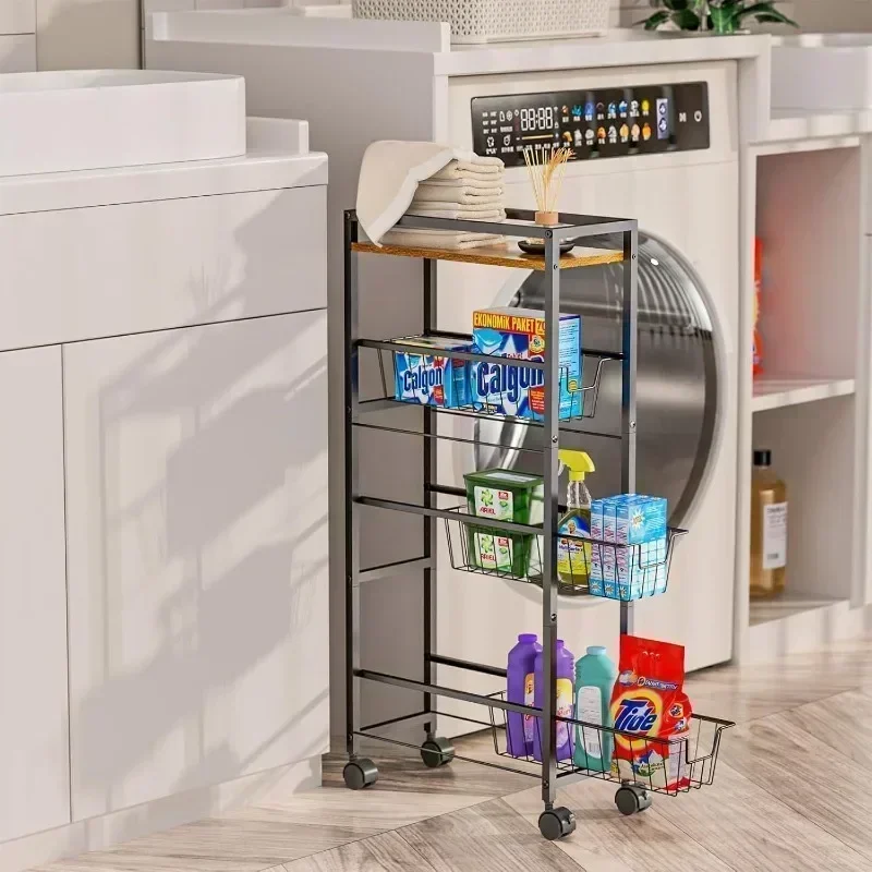 

Household Goods Kitchen Trolley Rack Toilet Crevice Storage Rack Multifunctional Removable Rack