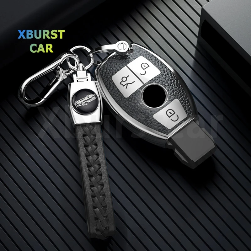 Leather TPU Auto Car Key Case Cover Shell Fob For Mercedes Bnez W203 W210 W211 W204 W176 A B C E R Class AMG CLA GLC GLA GLK