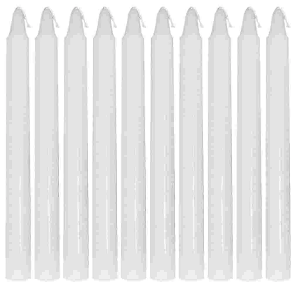 10 Pcs White Paraffin Candles Taper Bulk Aromatherapy Special Events Decorations Unscented Religious Ceremonies