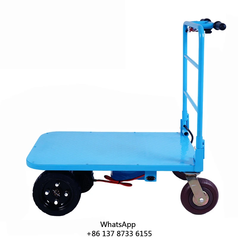 Multi Function Electric Hand Push Loading Weight Cargo Warehouse Cart Foldable Platform Flatbed Electric Hand Trolley