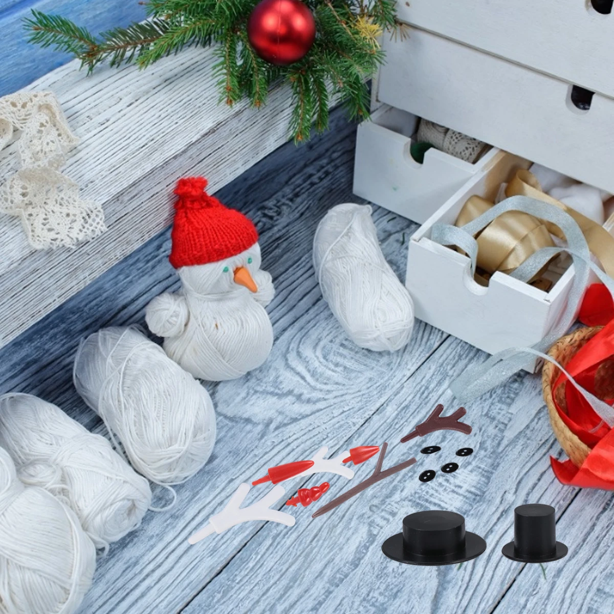 

Childrens DIY Christmas Snowman Craft Kit with Assorted Decorative Pieces Safe Lightweight Art Activity for Holiday Fun