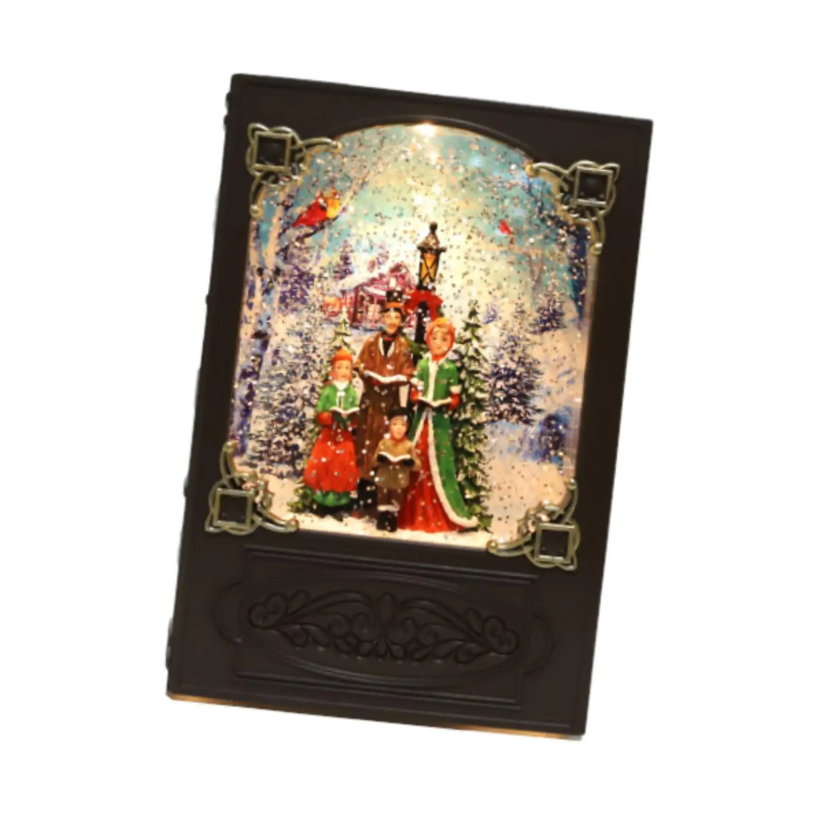 

Рождественский снежный шар в форме книги, украшение на столешницу, блестящий снегпад, рождественское украшение, декоративное украшение для дома, декор рождественского подарка