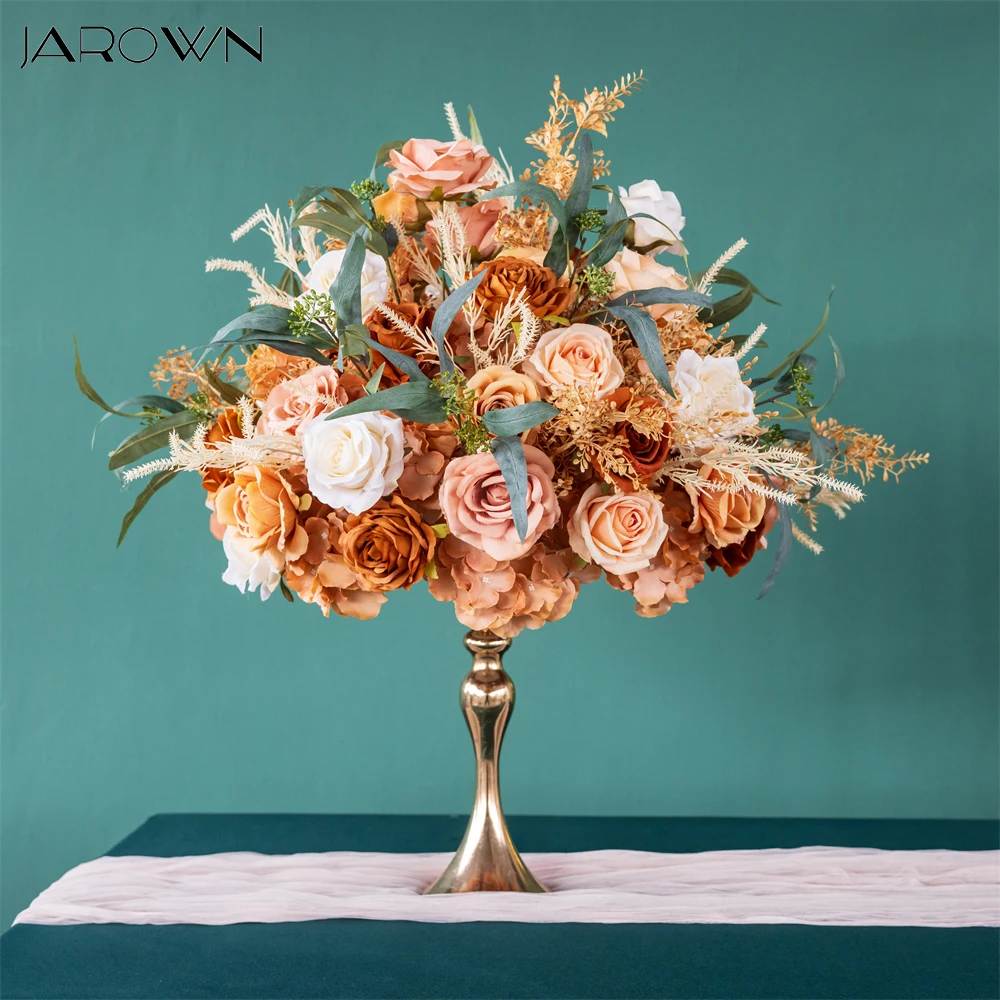 Flower Arrangements for Dinner Table Decoration Customized Brown Rose Greens Artificial Flower Ball for Wedding Event Decor