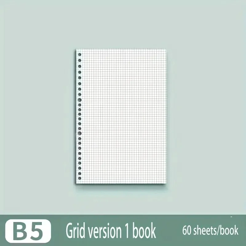 60 Blatt Schreibwaren-Nachfüll-Notizblock, lose Blätter, Papier, A4/B5/A5, Tagebuch, leer/Raster/gefüttert, Schulbedarf, Notizbücher, nützlich – Detail 9