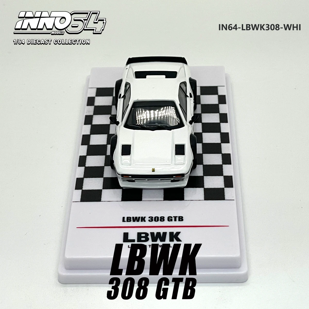 INNO64 1:64 308 GTB LBWK Liberty Walk White IN64-LBWK308-WHI Diecast Model Car with Display Base in Stock Ready To Ship image 4