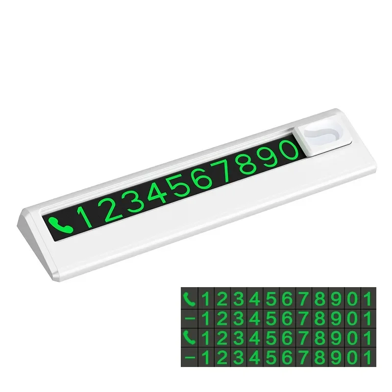 Luminous Car Temporary Parking Number Plate, Auto Dashboard Phone Number Sign With 4 Sets Digital Numbers, 1 Piece