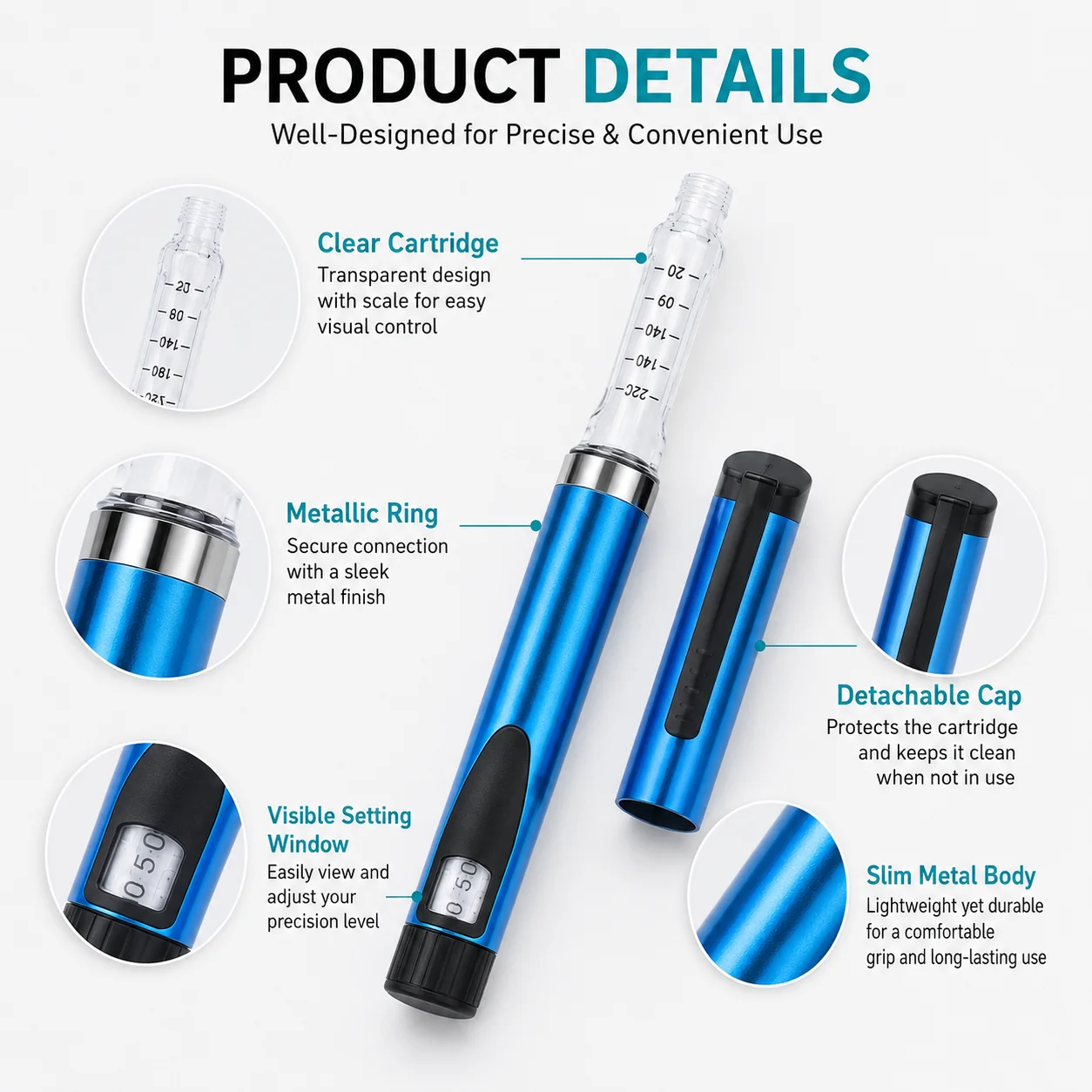 Reusable Magic Pen V3 Metal Injection Pen Adjustable Dose 3ml Cartridge Subcutaneous Injector Medical Aesthetic Durable Precise view 6