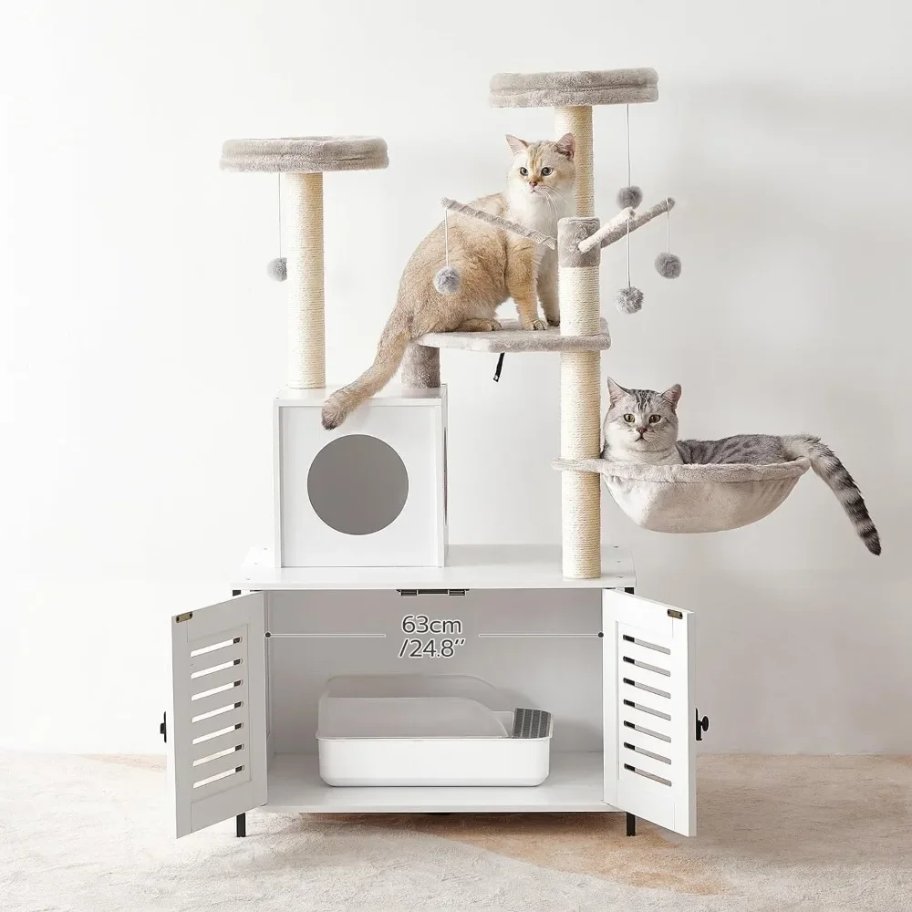 Detachable Teaser Sticks Pet Supplies All-in-One Wooden Cat House Condo With Cat Hammock Tree for Cats Toys Products Home Garden