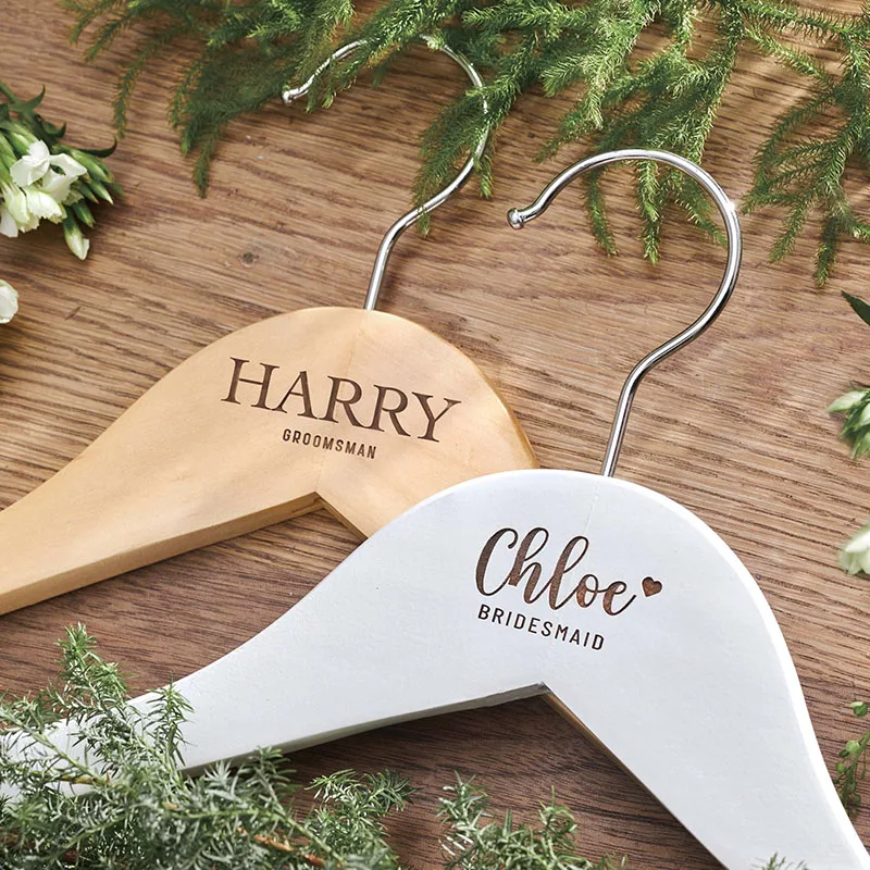 

Personalized Bridesmaid Hangers Wedding Dress Hangers Custom Laser Engraved Wooden With Name Date Wedding Party Hangers