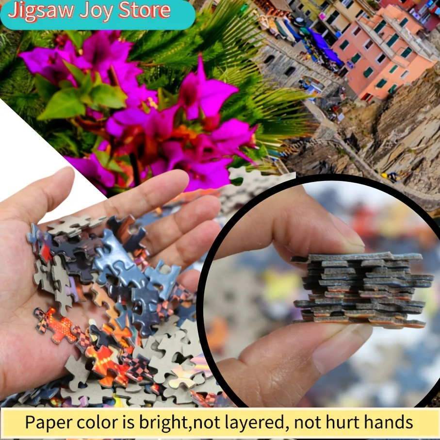 1 Box () Paper Puzzle Pieces - Fit Together Perfectly for Adults "Cinque Terre" Game - Ideal for Parties, Family & Friends Act