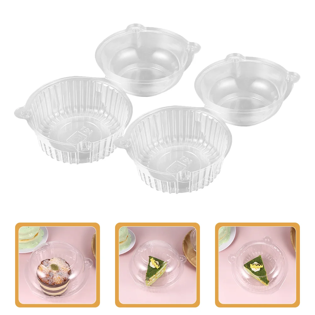 100 Pcs Transparent Cake Box Cupcake Containers Breadbox Wrapping Boxes Baking Accessories Mousse Holder for Home Compact Mini