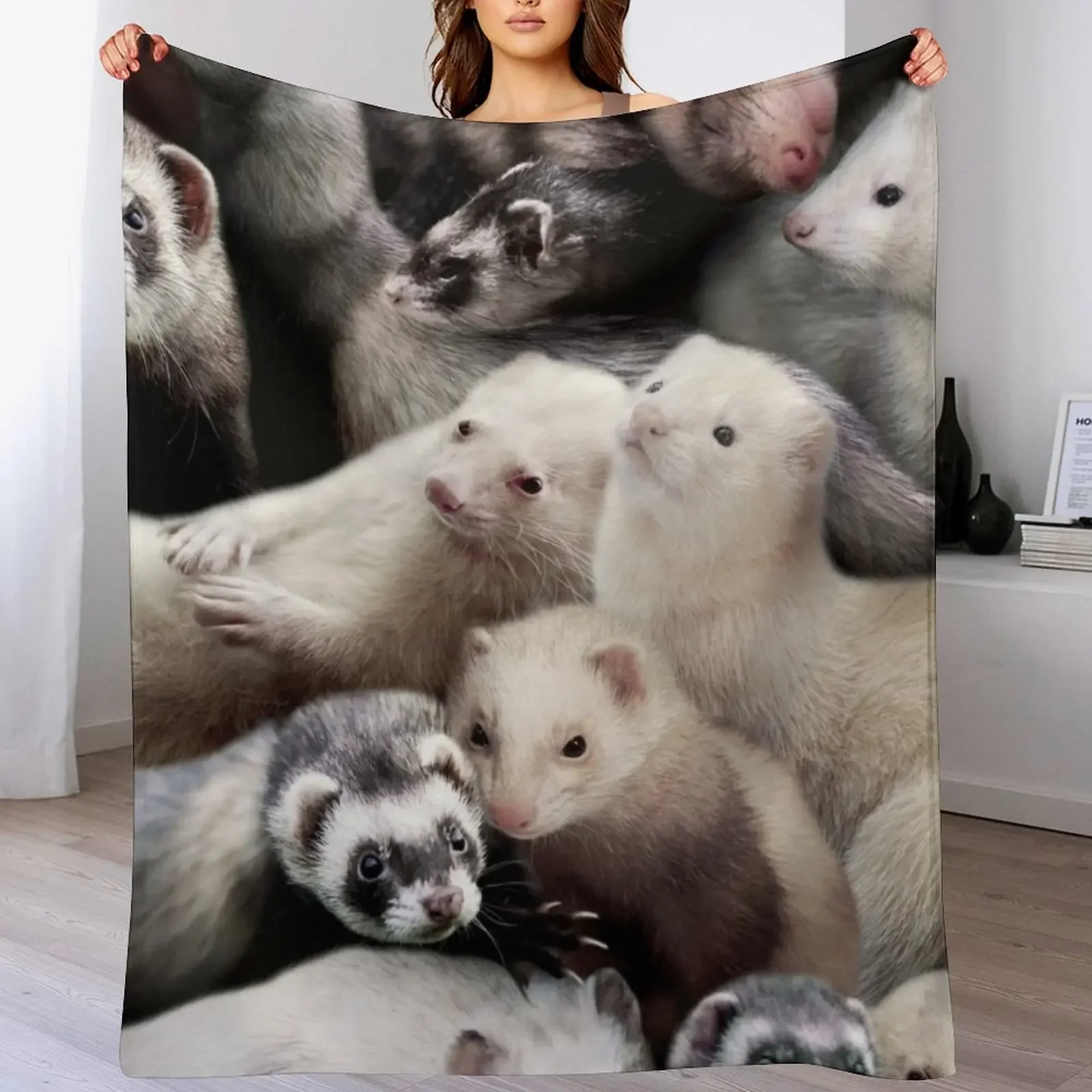 Ferrets Throw Blanket Polar Personalized Gift Bed linens Blankets