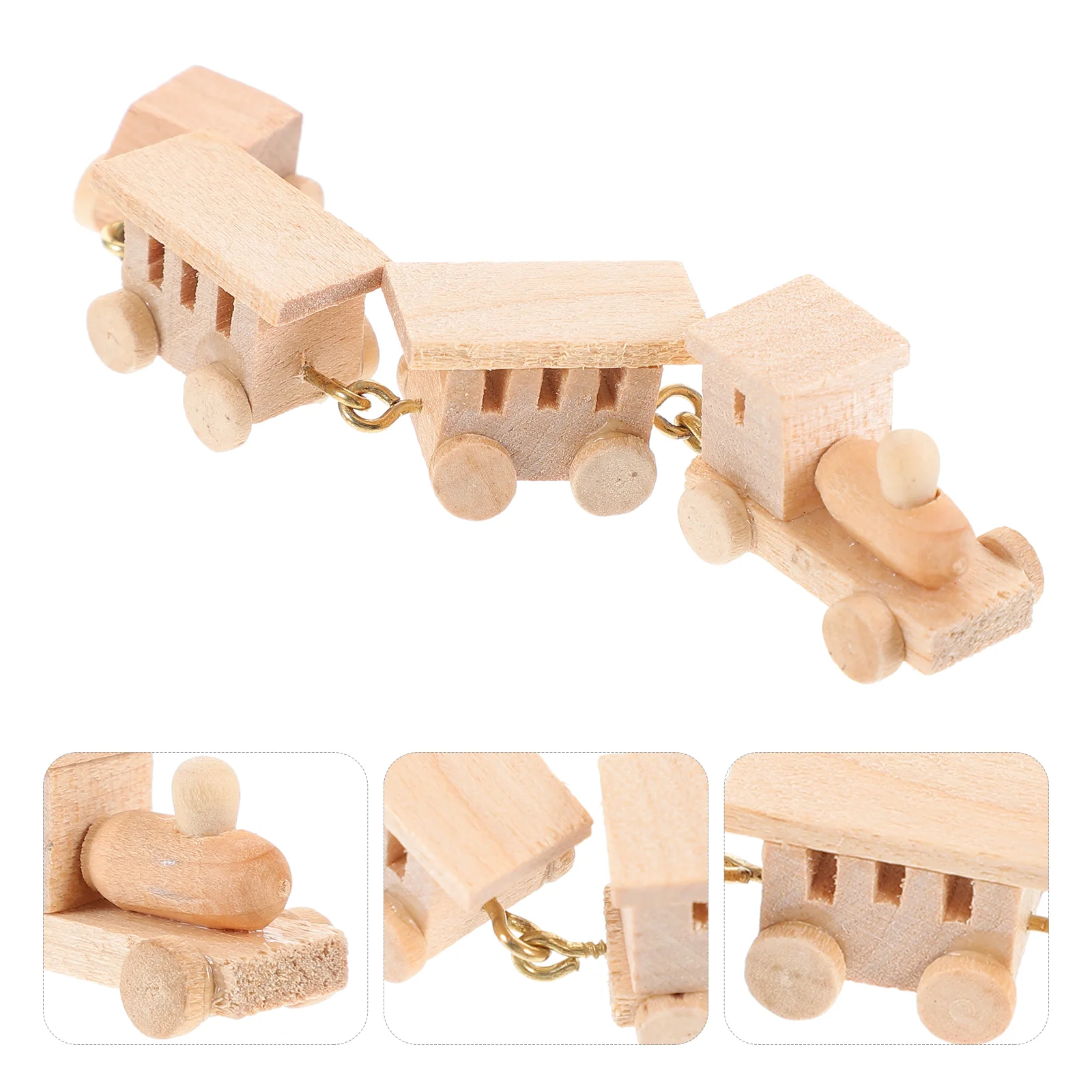 

Mini Wooden Train Toy House Accessory Cartoon Decorative Miniature Decoration Small Child