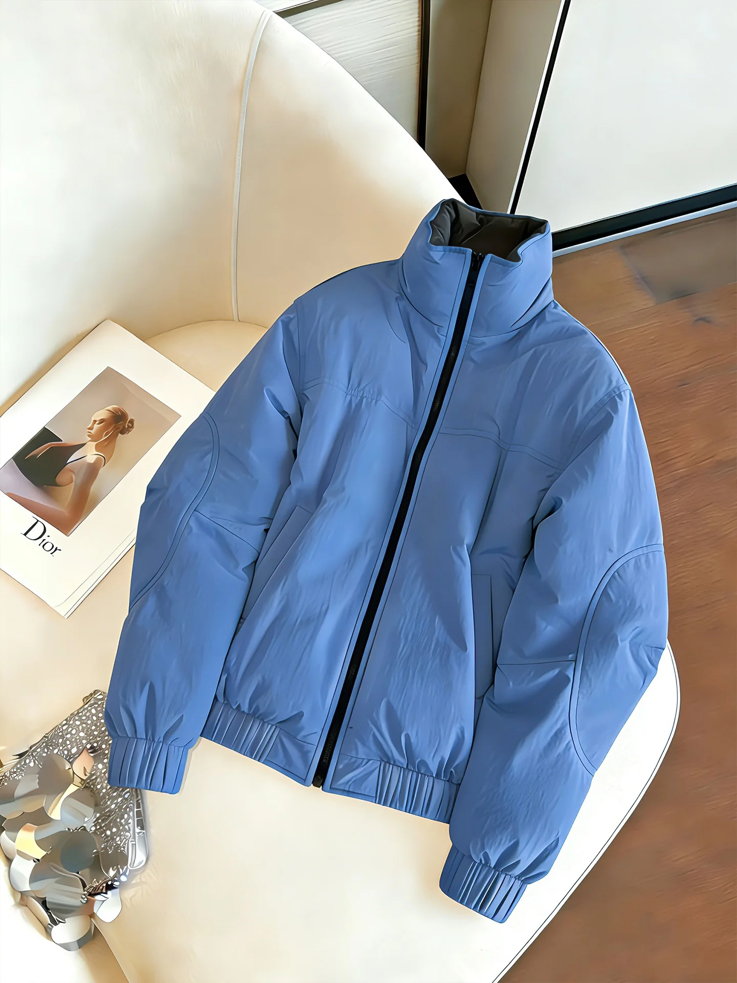 

Японское хлопковое пальто свободного кроя в стиле ретро, женское осенне-зимнее модное пальто с воротником-стойкой на молнии, хлопковое верхнее пальто...