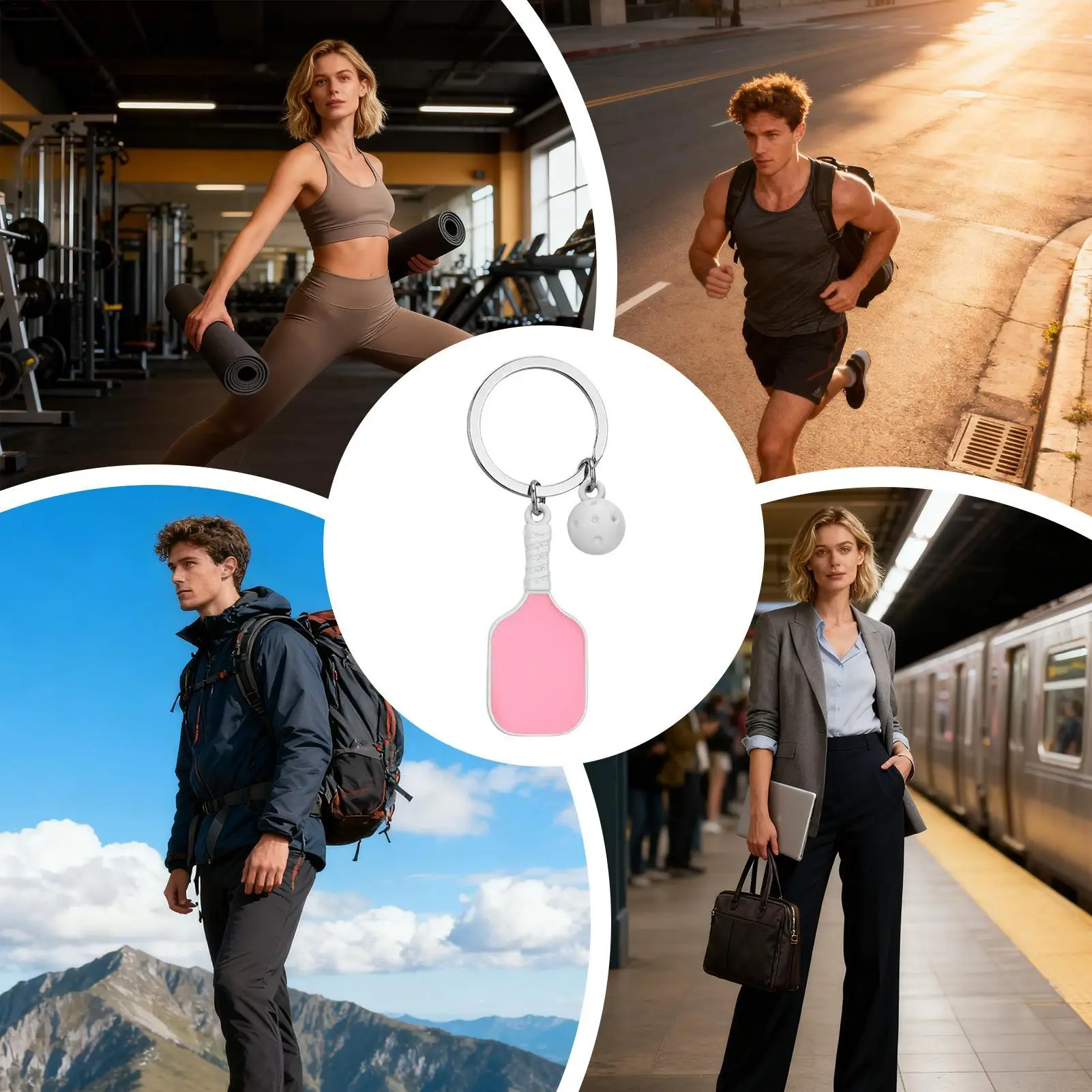 مضحك المفاتيح لطيف مضحك المعادن خفيفة الوزن المرأة الرياضة المفاتيح الكرة محفظة سحر للإناث الأصدقاء حقيبة يد رياضية