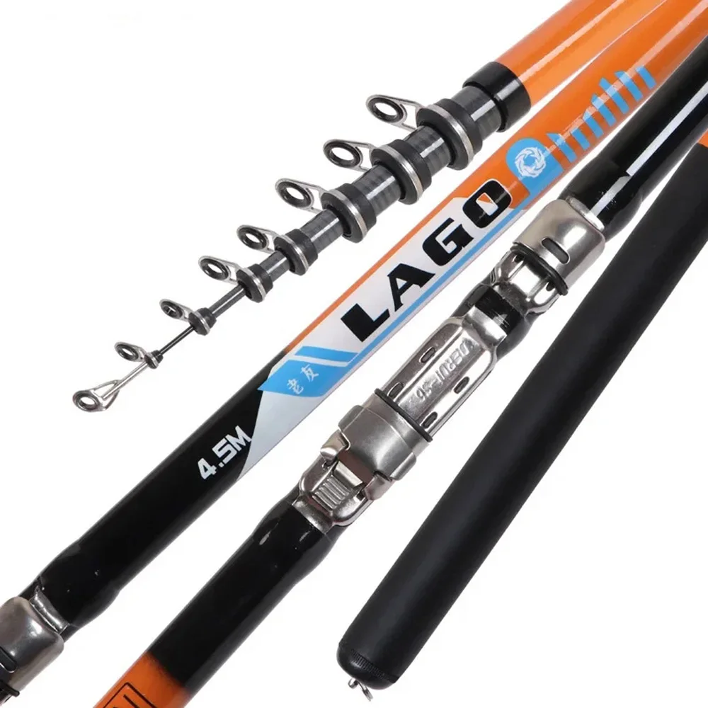 Catch.u Rock Fishing Rod Carbon Fiber Telescopic Spinning Fishing Rods 3.6m 4.5m 5.4m 6.3m Sea Fishing Poles Ocean Rock Fshing