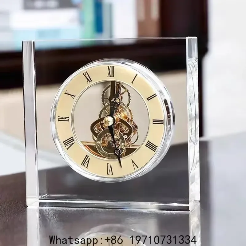 for Nordic Crystal Silent Table Clock Aesthetic Desktop Timepiece Luxury Gamer Room Decor Modern Furniture Accent Piece