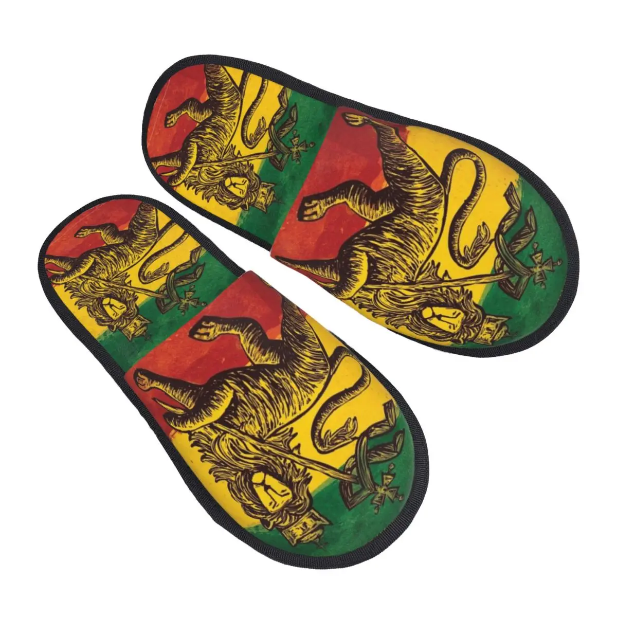 Custom Rasta Flag Lion Of Judah Soft Scuff With Memory Foam Slippers Women Jamaica Rastafarian Reggae Hotel House Shoes