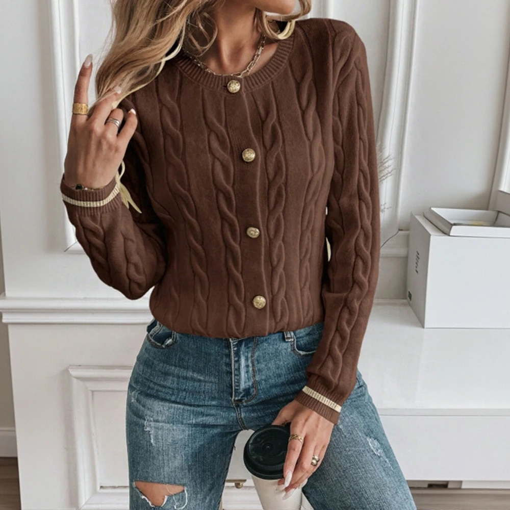 

Кардиган с длинными рукавами и круглым вырезом, свободный крой, обычный стиль рукава, украшение на пуговицах, женская открытая рубашка в стиле поездок на работу