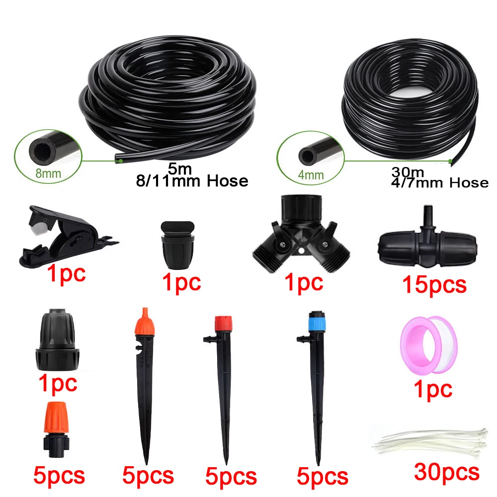

98 43FT Automatic Garden Irrigation Kit with Dual Line Coverage for Enhanced Plant Hydration in Various Settings