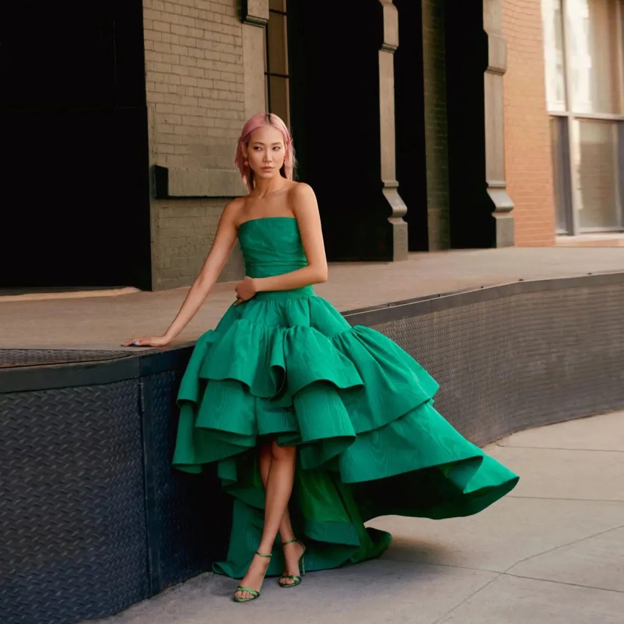 

Gorgeous Skirt Asymmetrical Maxi Skirts Green Long Floor Length Fashion Ruffle Custom Made Women Skirt To Party