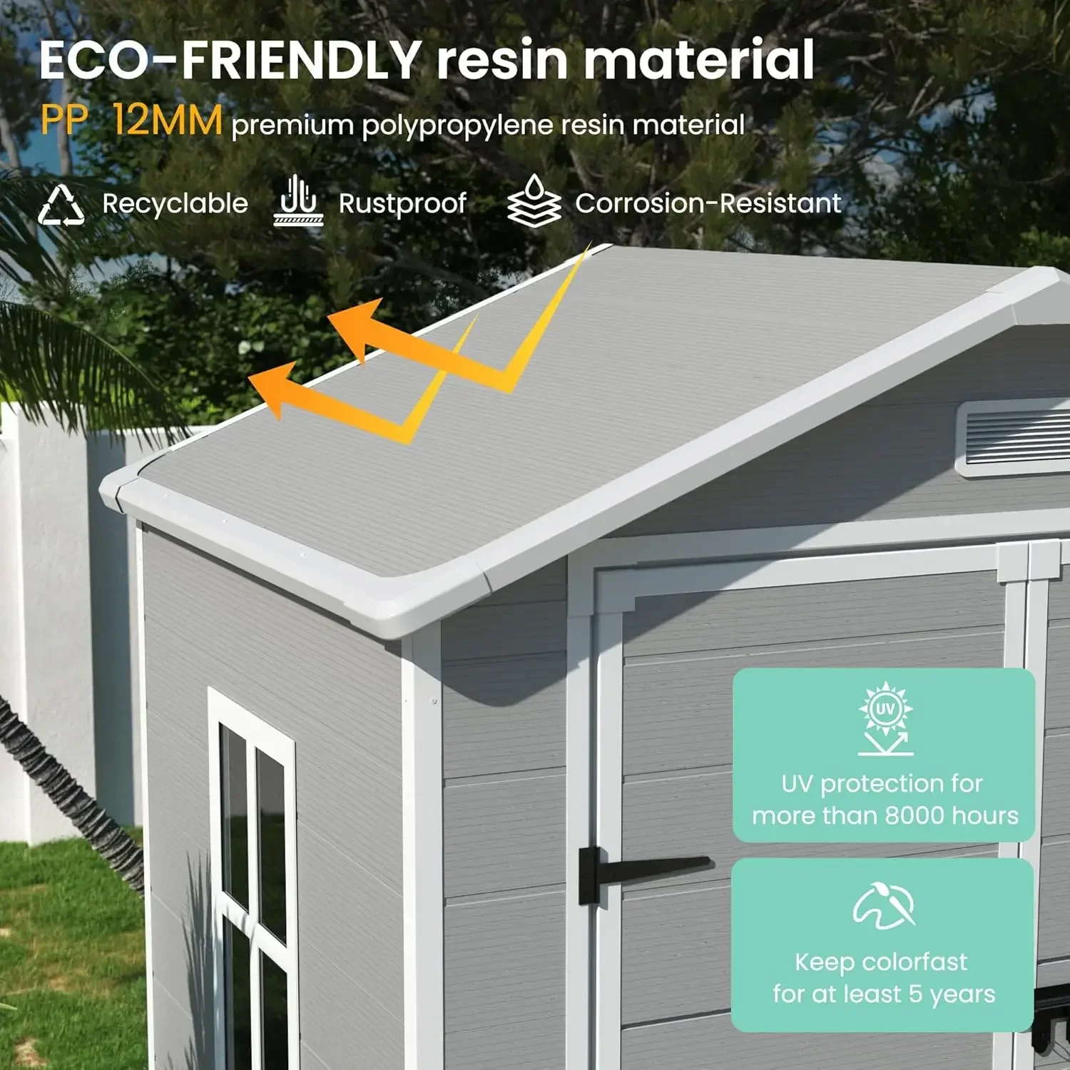 

Горячая распродажа: Уличный садовый сарай из полимерного композита 6x4.5 футов, пластиковый сарай для хранения велосипедов, мусорных баков, инструментов, с запираемой дверью.