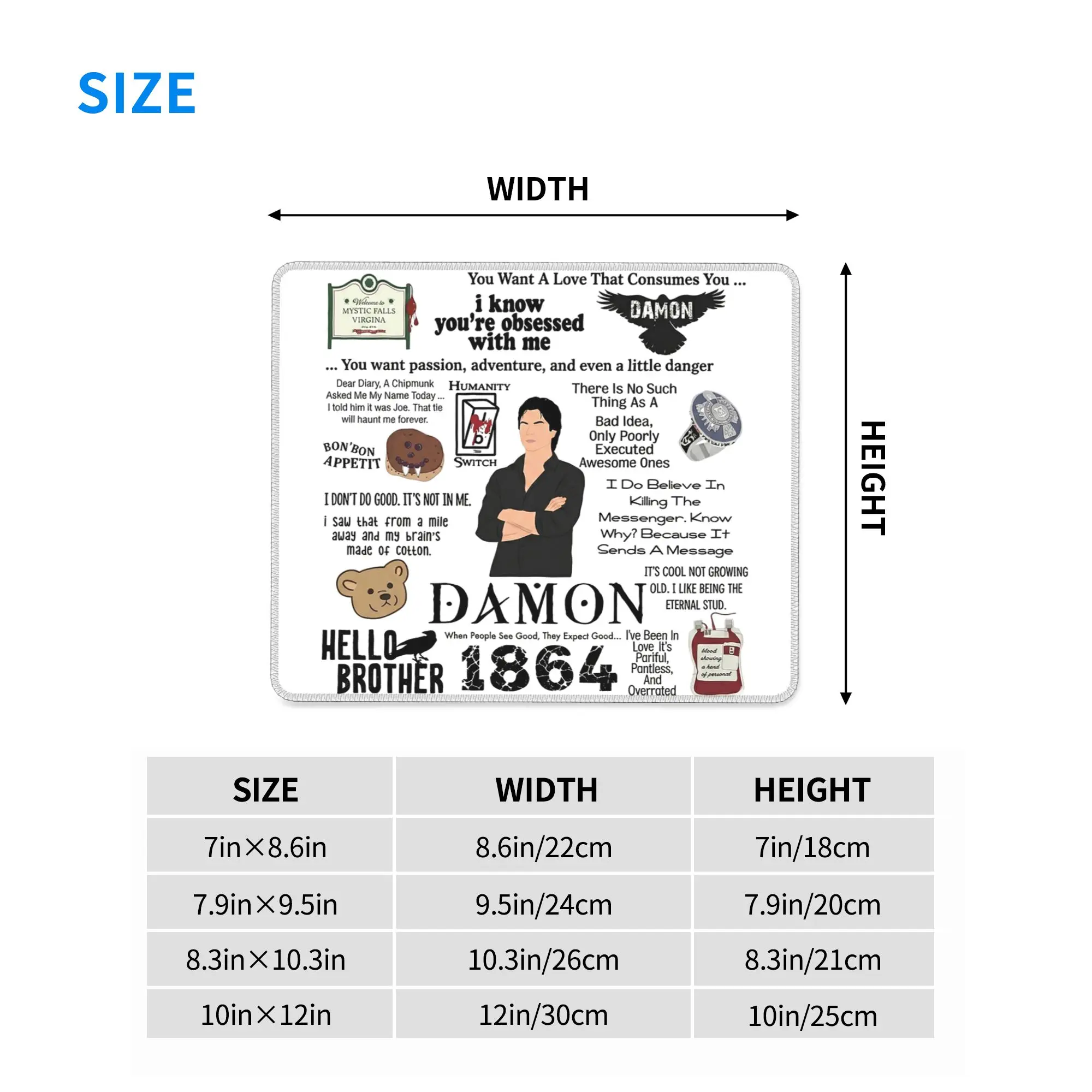 The Vampire Diaries Damon Salvatore TV Series Mouse Pad Computer Keyboard Mouse Mat Gaming PC Laptop Desk Mat Office Table Mats