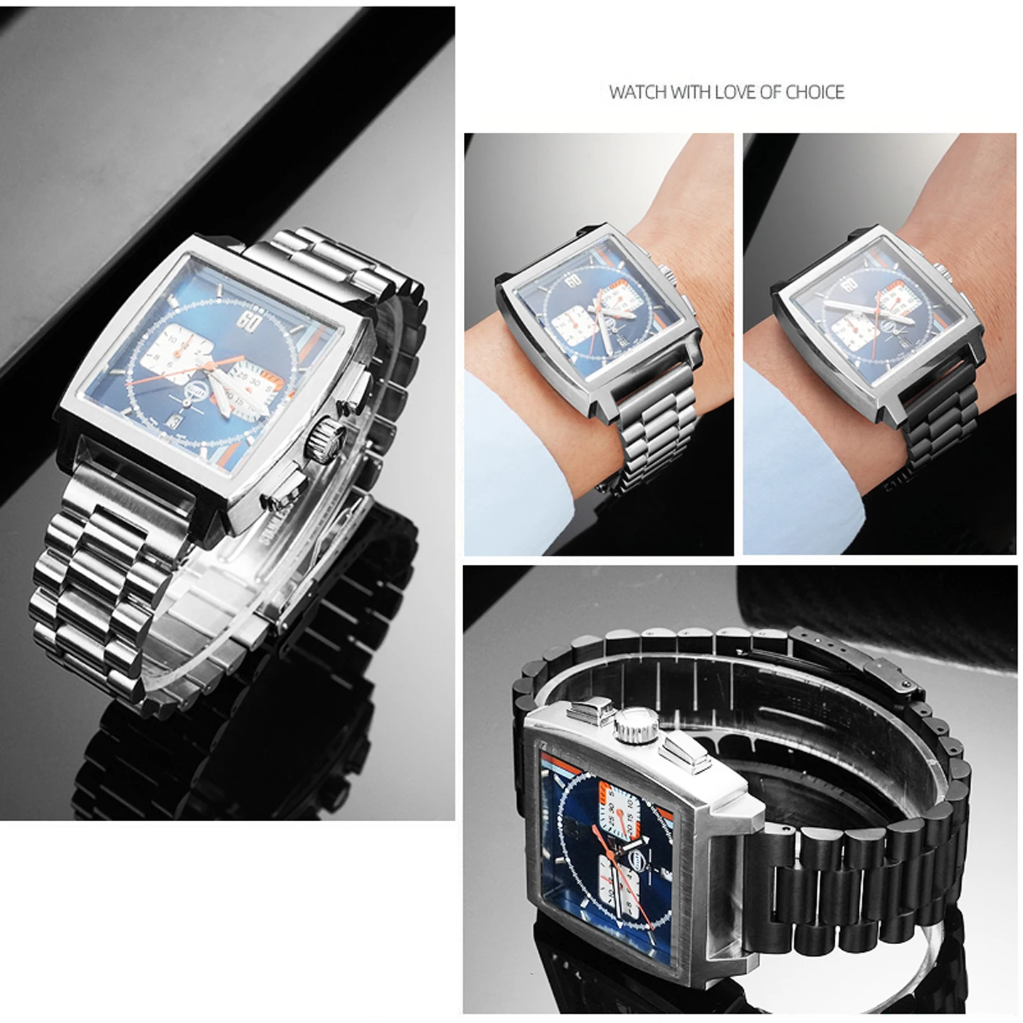 Pulseira de aço inoxidável sólido para tag heuer f1 pulseira de relógio extremidade plana botão implantação fivela acessórios masculinos 20mm 22mm