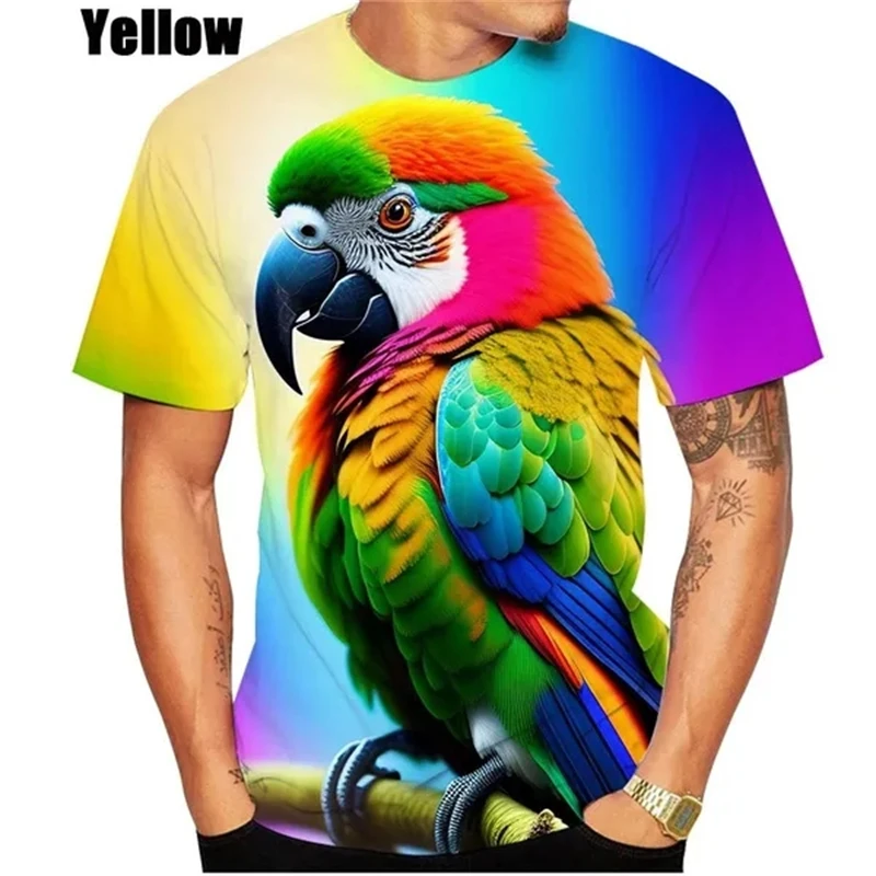 New Fashion Parrot Men Women Spring Summer 3D Printed Short Sleeves T Shirts Casual Fashion Round Neck Sport Breathable Top Tees