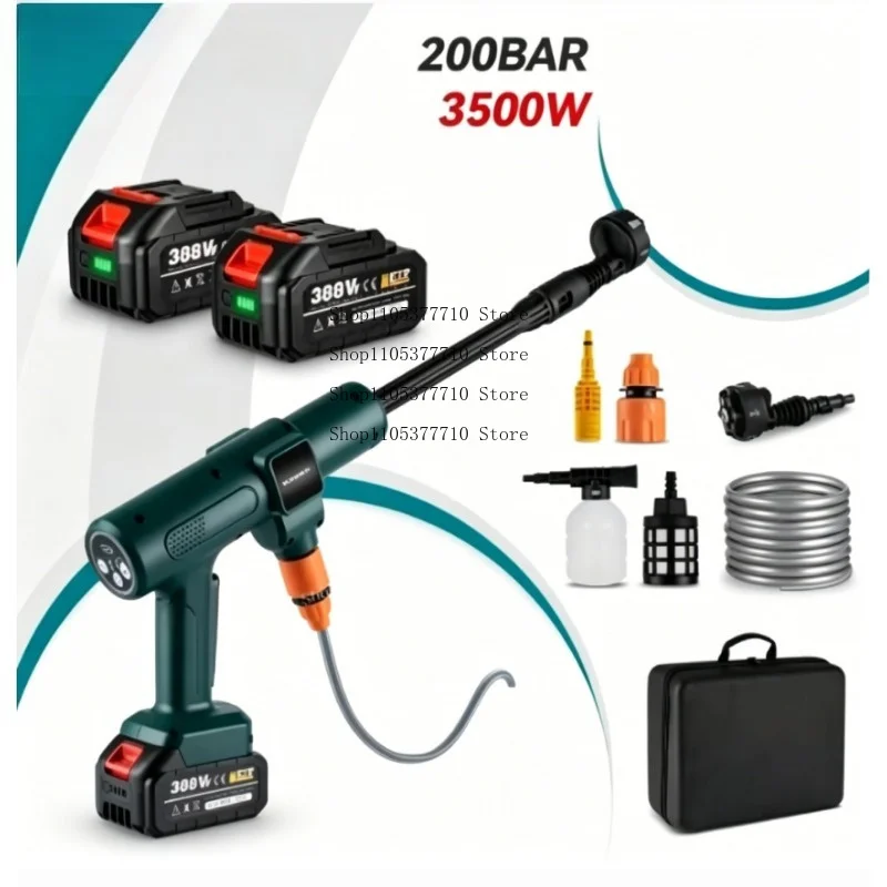 

200Bar Brushless Electric High Pressure Water Washer Cleaner 3000W 6 in1 Car Garden Spray Gun for18V Battery Pin
